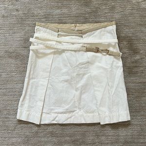 Brunello Cucinelli Linen/Cotton Skirt with Leather Trim Size 38/2